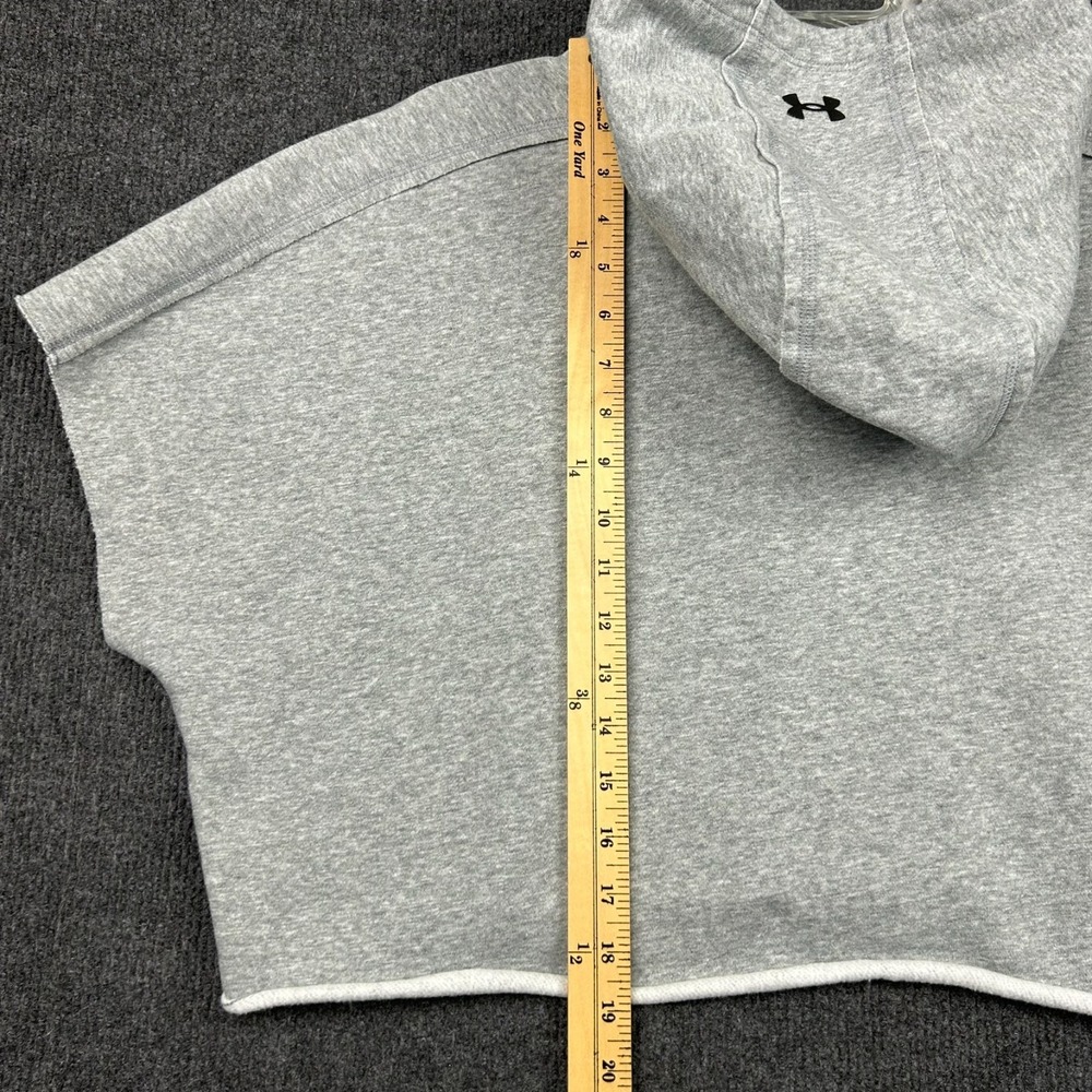 Under Armour Project Rock Hoodie Crop Sweater Fleece Pullover Gray Black Sz Med - Picture 5 of 9